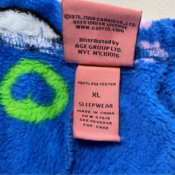 Woman’s Rare Vintage Hello Kitty Fleece PJ Pants | XL | Royal Blue - Picture 5 of 9